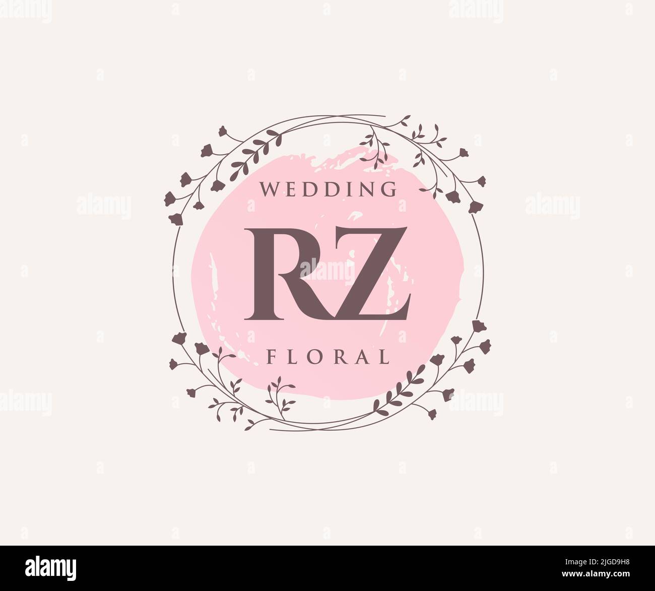 RZ Initials letter Wedding monogram logos template, hand drawn modern ...