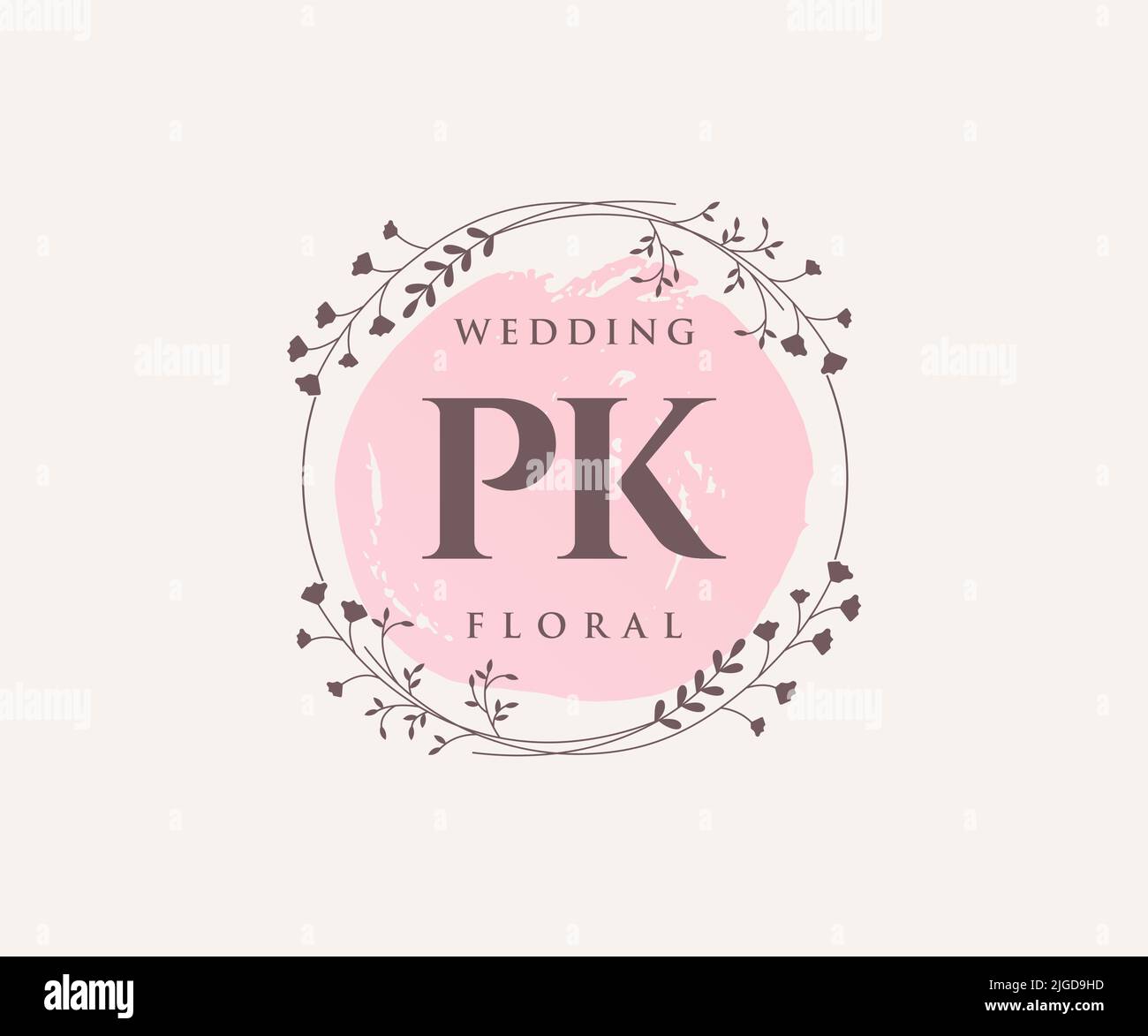 PK Initials letter Wedding monogram logos template, hand drawn modern minimalistic and floral templates for Invitation cards, Save the Date, elegant Stock Vector