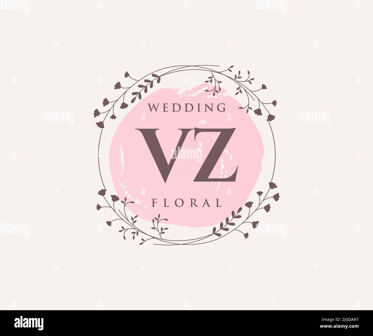 VZ Initials letter Wedding monogram logos template, hand drawn modern ...