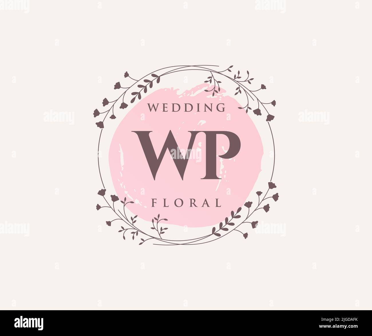 WP Initials letter Wedding monogram logos template, hand drawn modern ...