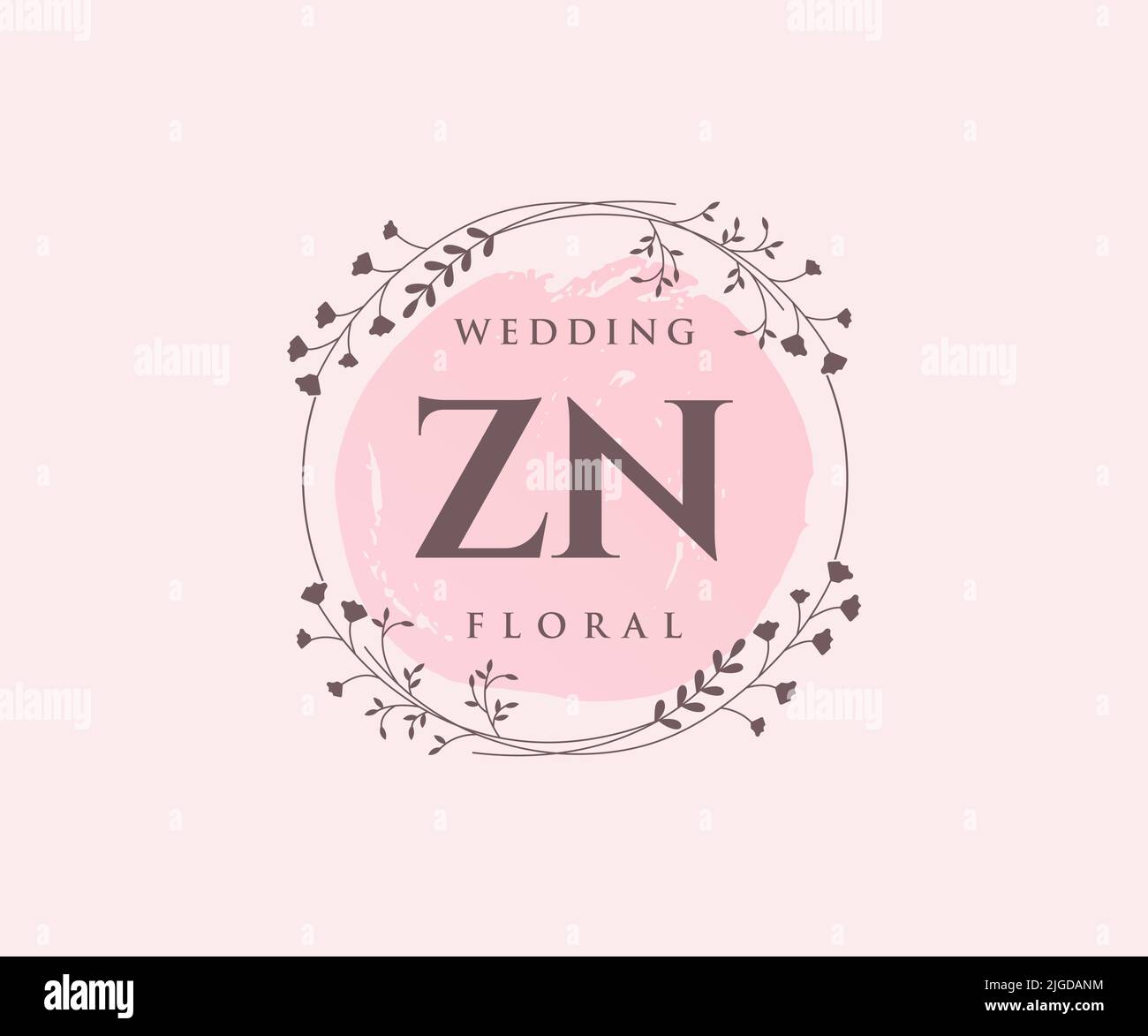 ZN Initials letter Wedding monogram logos template, hand drawn modern ...