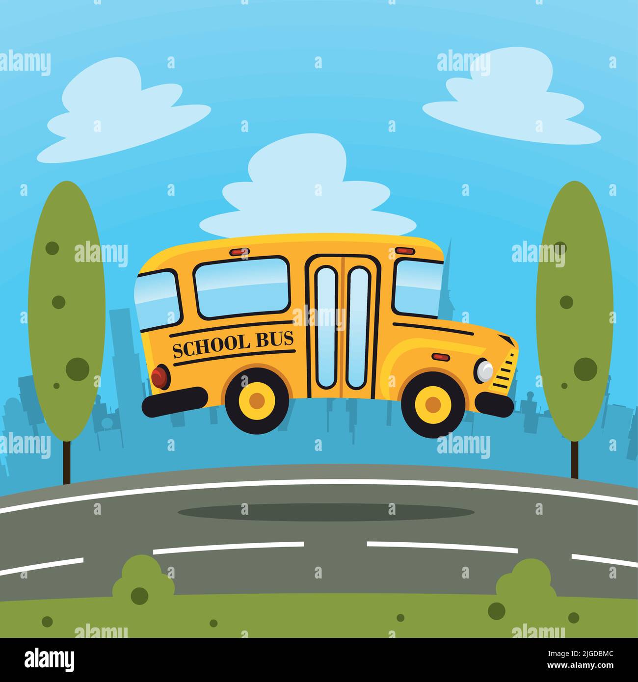 school bus jumping in road Stock Vector Image & Art Alamy