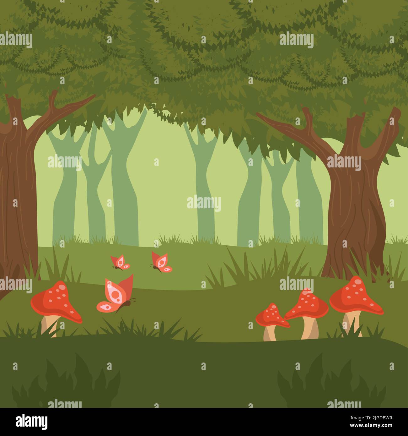 enchanted forest with trees Stock Vector Image & Art - Alamy
