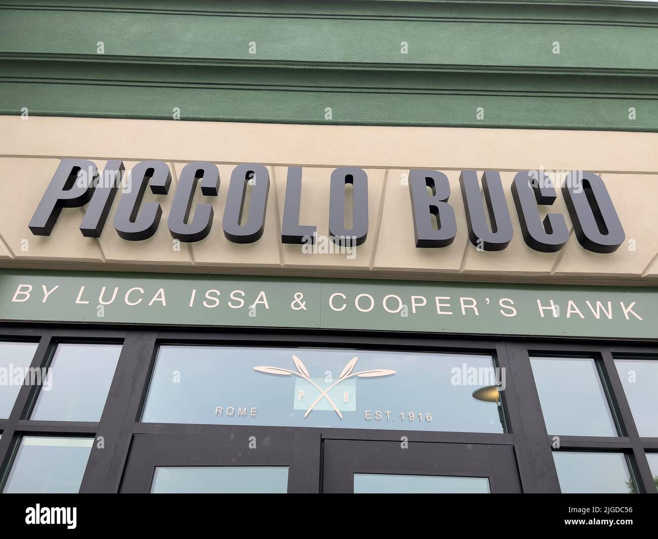 Piccolo Buco is an Italian restaurant and winery created by Luca Issa and Cooper's Hawk, inspired by the restaurant in Rome, Italy. Stock Photo