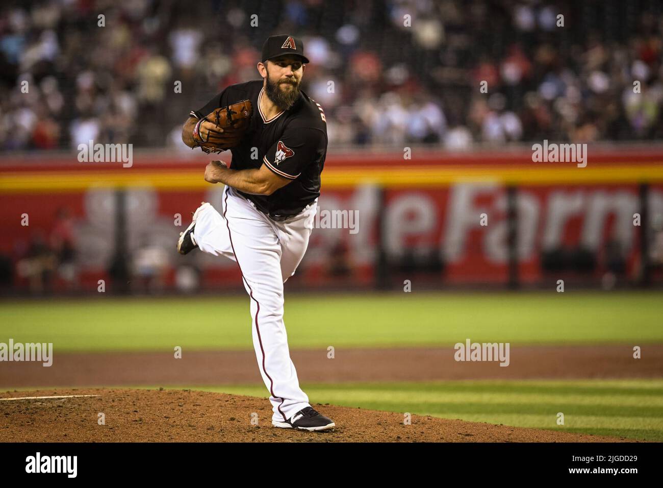 Arizona Diamondbacks starting pitcher Madison Bumgarner throws during a MLB  spring training baseball practice, Thursday, Feb. 16, 2023, in Scottsdale,  Ariz. (AP Photo/Matt York Stock Photo - Alamy