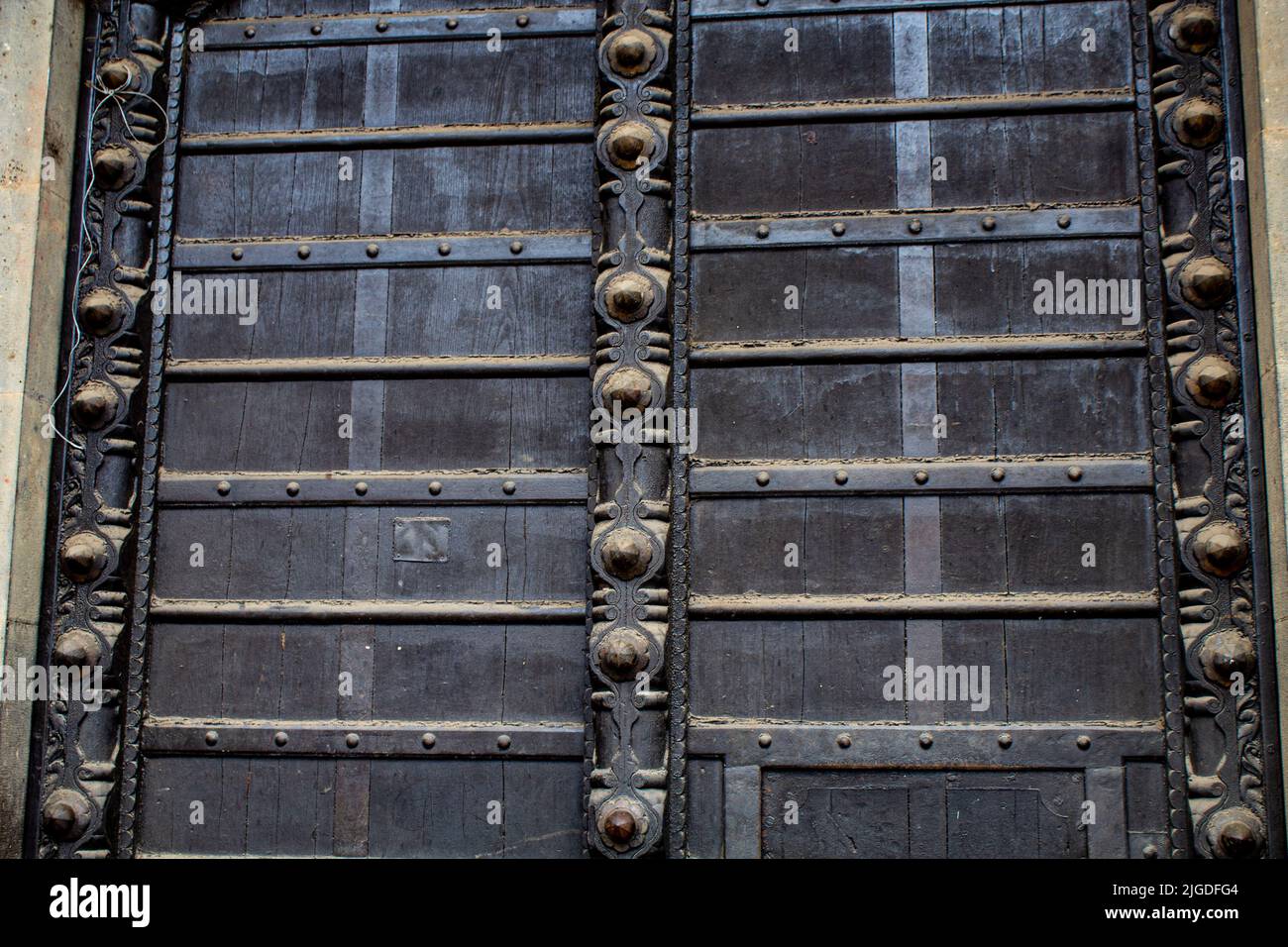 Old Rajawada, Palace, Big old wooden door Stock Photo