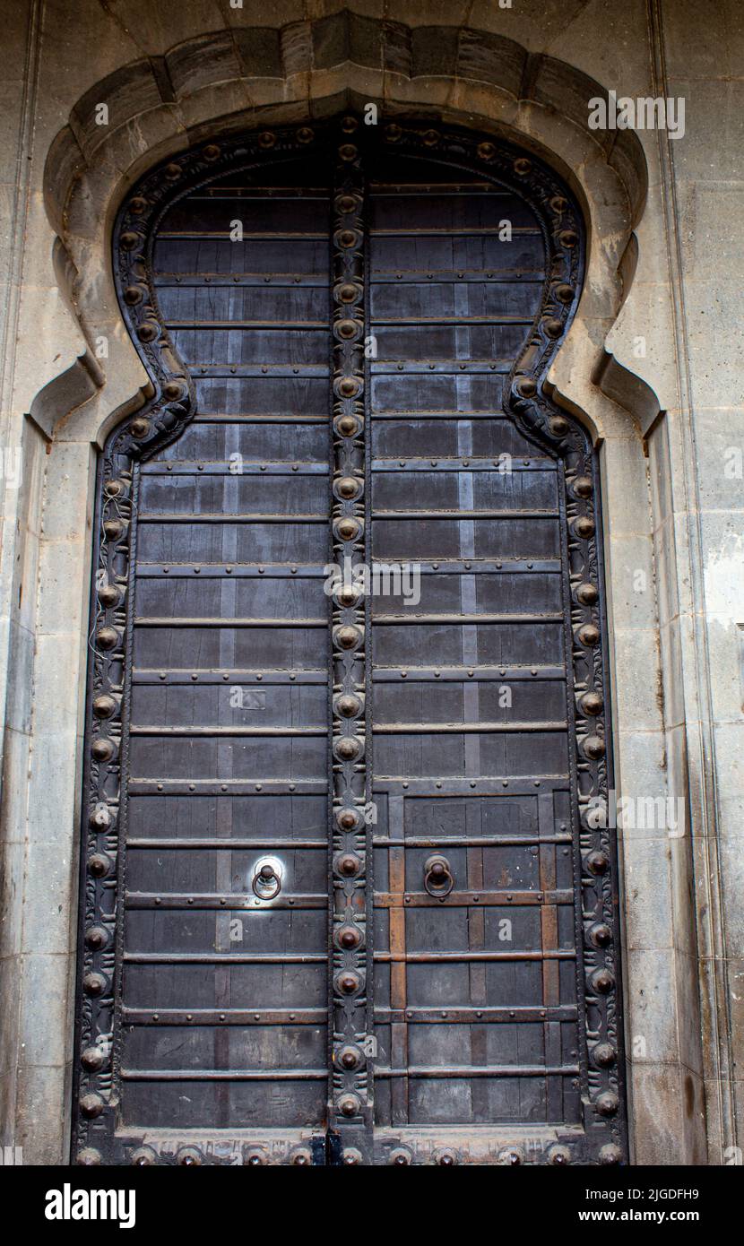 Old Rajawada, Palace, Big old wooden door Stock Photo