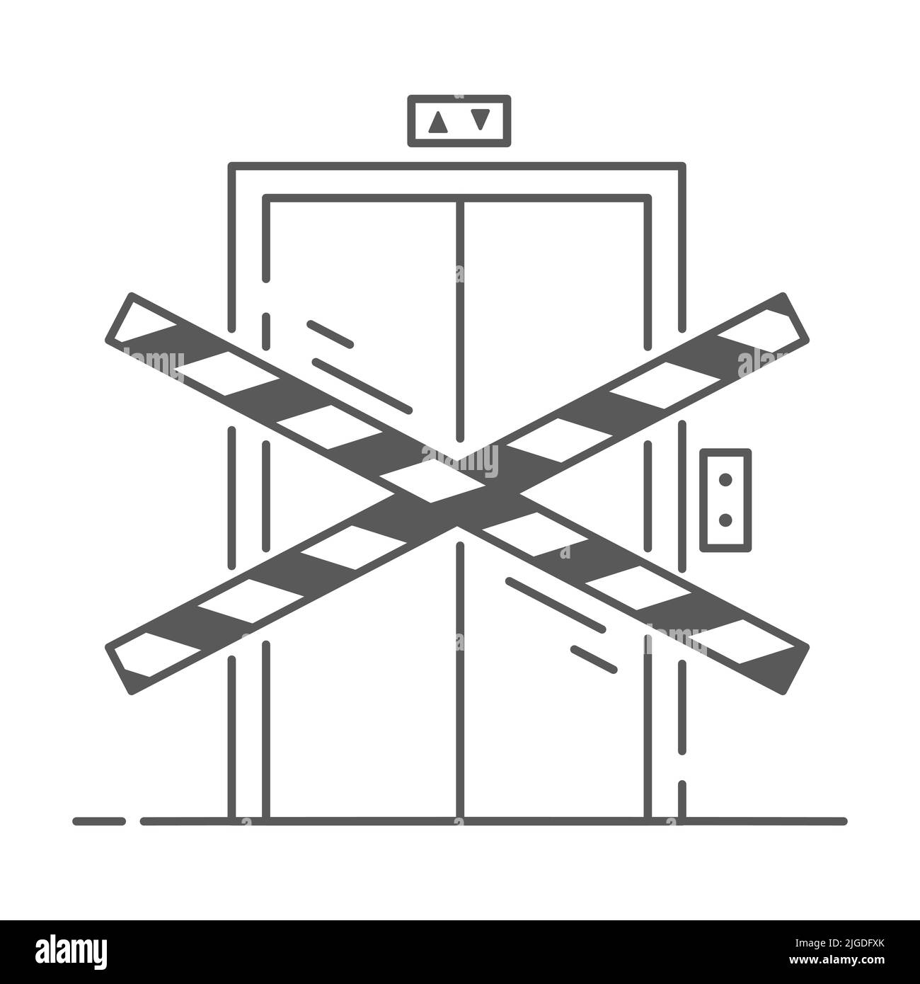 Elevator under construction icon. Lift out of order. Outline illustration. Vector Stock Vector