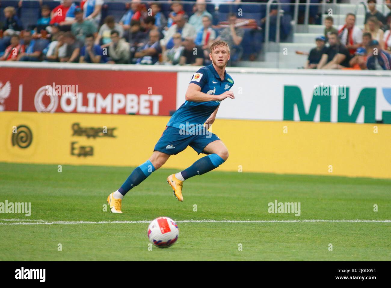 Saint Petersburg, Russia. 09th July, 2022. Dmitri Chistyakov (No.2) of Zenit seen during the Olimpbet Russian Football Super Cup football match between Zenit Saint Petersburg and Spartak Moscow at Gazprom Arena. Final score; Zenit 4:0 Spartak. Credit: SOPA Images Limited/Alamy Live News Stock Photo