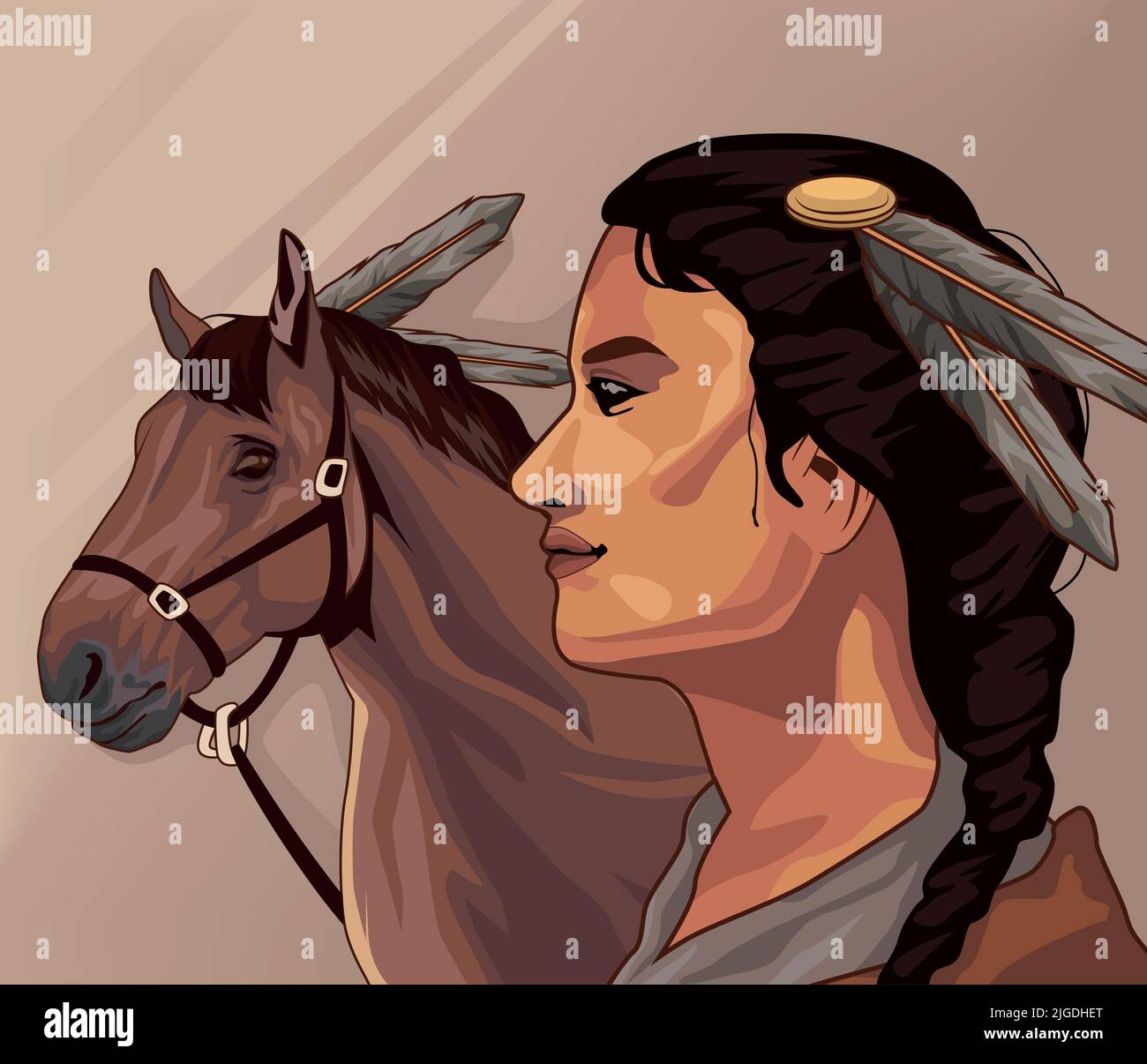 Native american woman and horse Stock Vector Images - Alamy