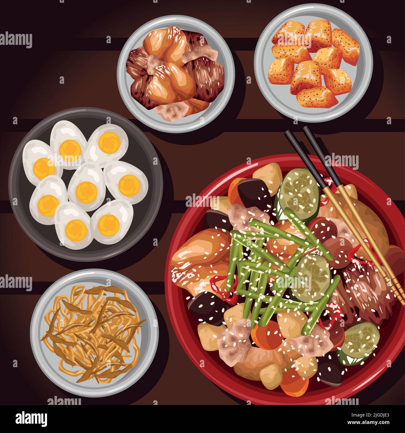 Five Japanese Food Plates Stock Vector Image Art Alamy five-japanese-food-plates-stock-vector-image-art-alamy