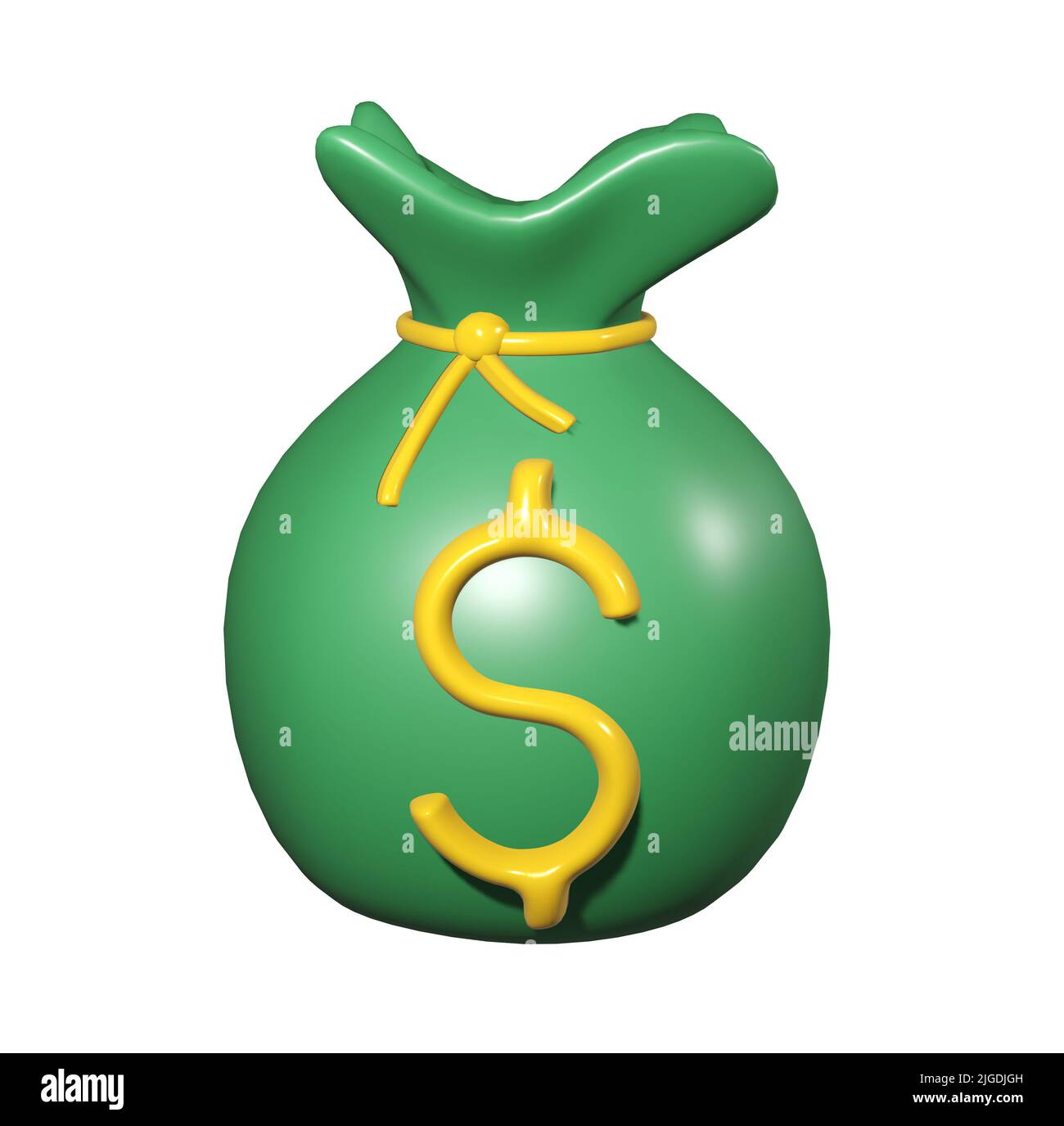 Green Money Bag with golden dollar sign on white background. 3d render  illustration Stock Photo - Alamy