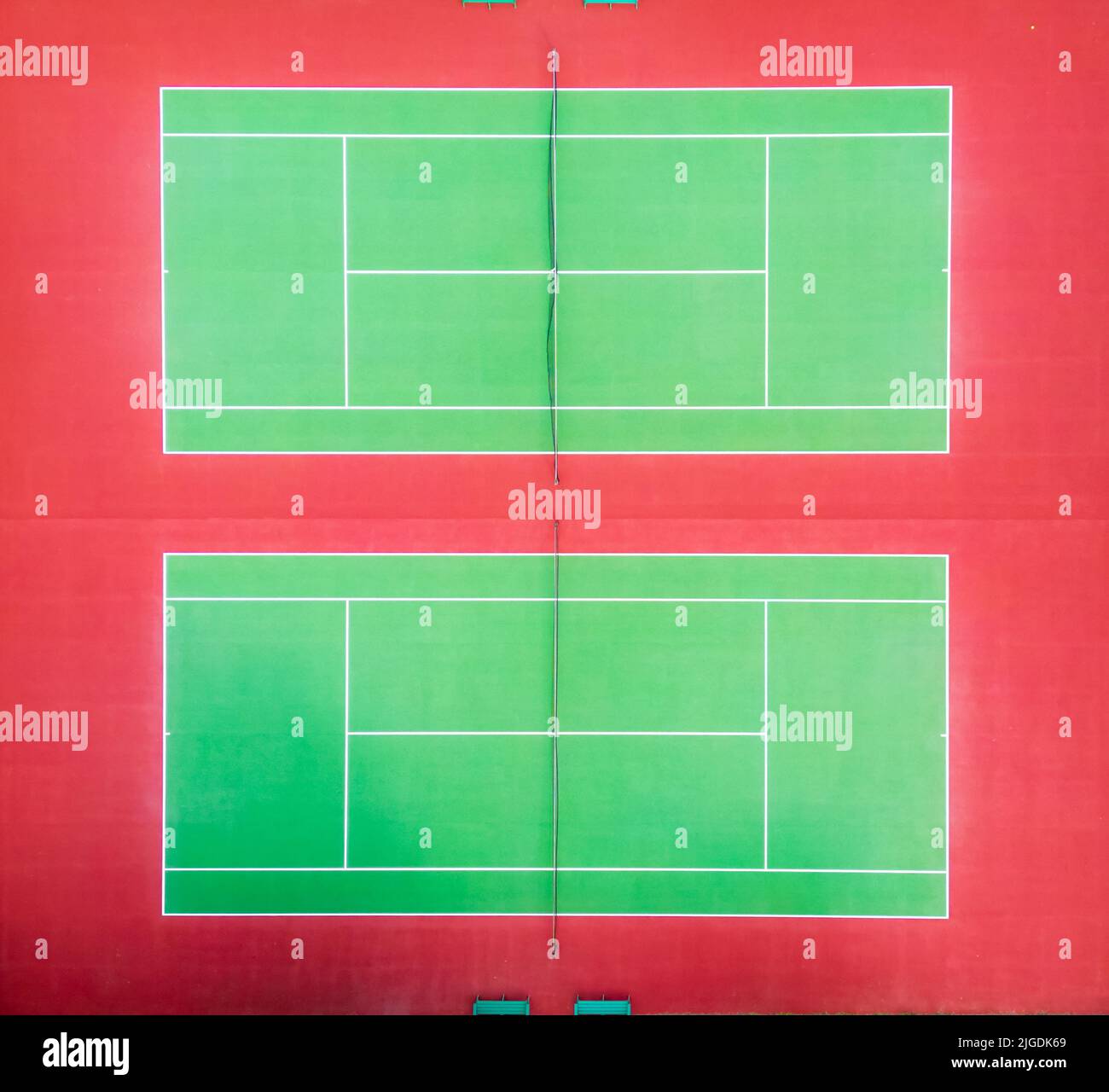 An aerial view of hard tennis courts Stock Photo