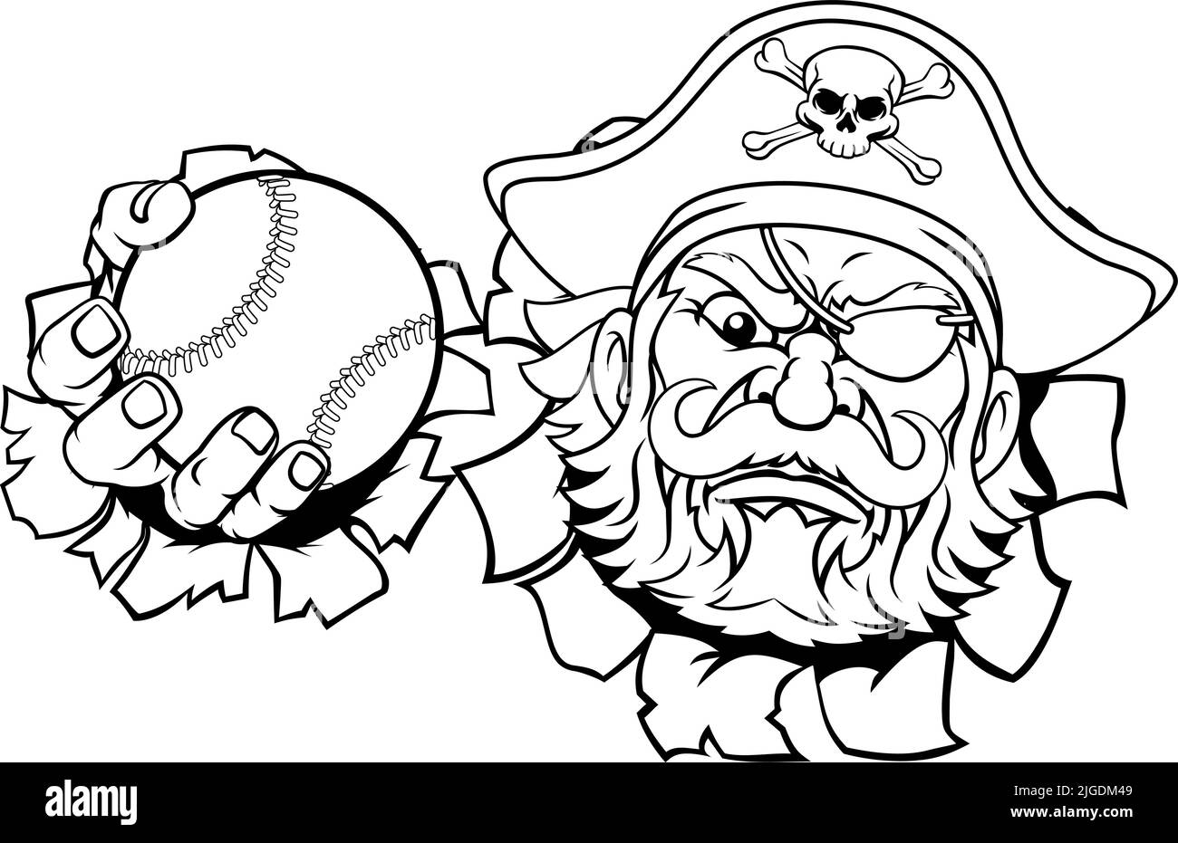 Pirate Baseball Ball Sports Mascot Cartoon Stock Vector Image & Art Alamy