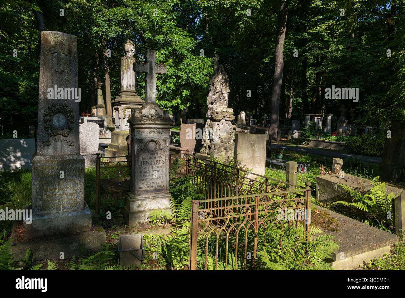 Orthodox Cemetery in Warsaw (Cmentarz Wolski Prawosławny) in Wola district, Warsaw, Poland. Stock Photo