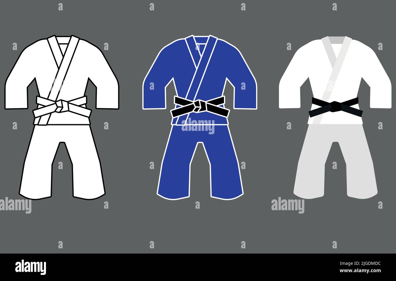 Jiu jitsu, karate, judo training uniform, kimono, gi. Vector