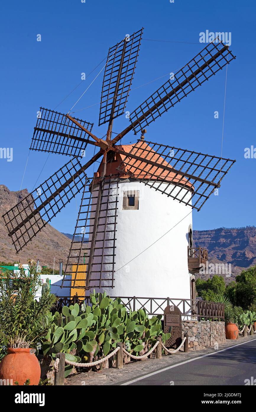 Old windmill at Molino de Viento, Grand Canary, Canary islands, Spain, Europe Stock Photo
