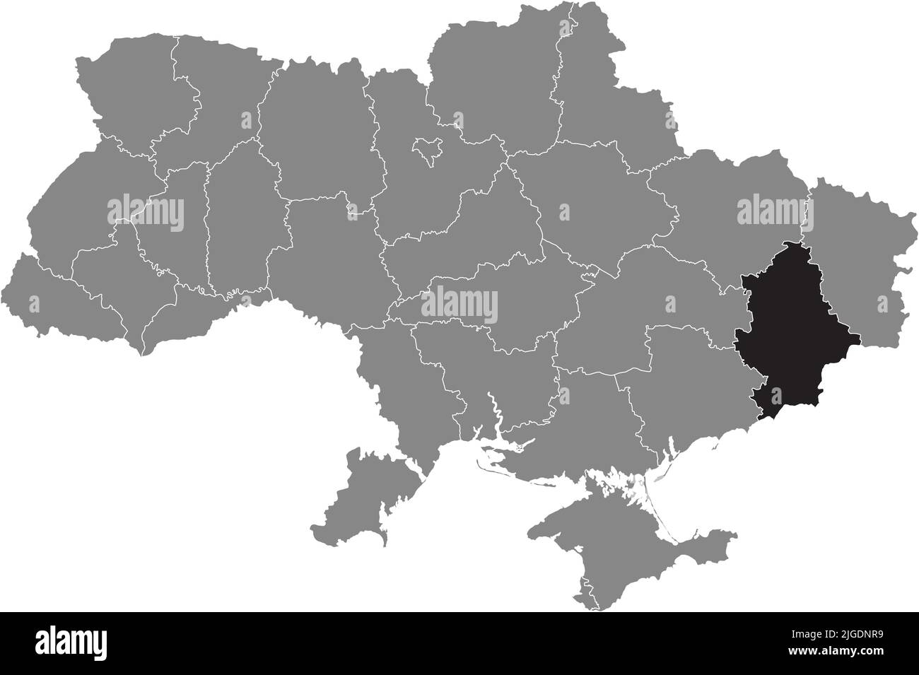 Locator map of DONETSK OBLAST, UKRAINE Stock Vector