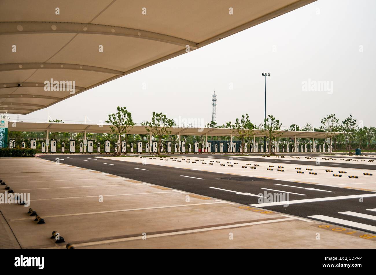 Parking spots at an EV charging station, number 4 car park Shanghai