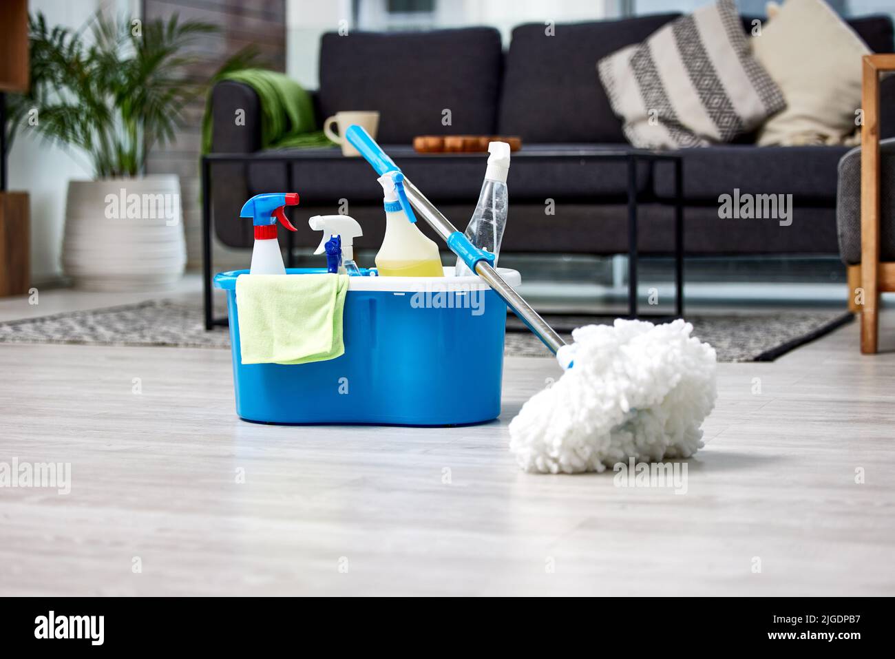 Tools and tricks of the trade. a bucket of cleaning supplies Stock