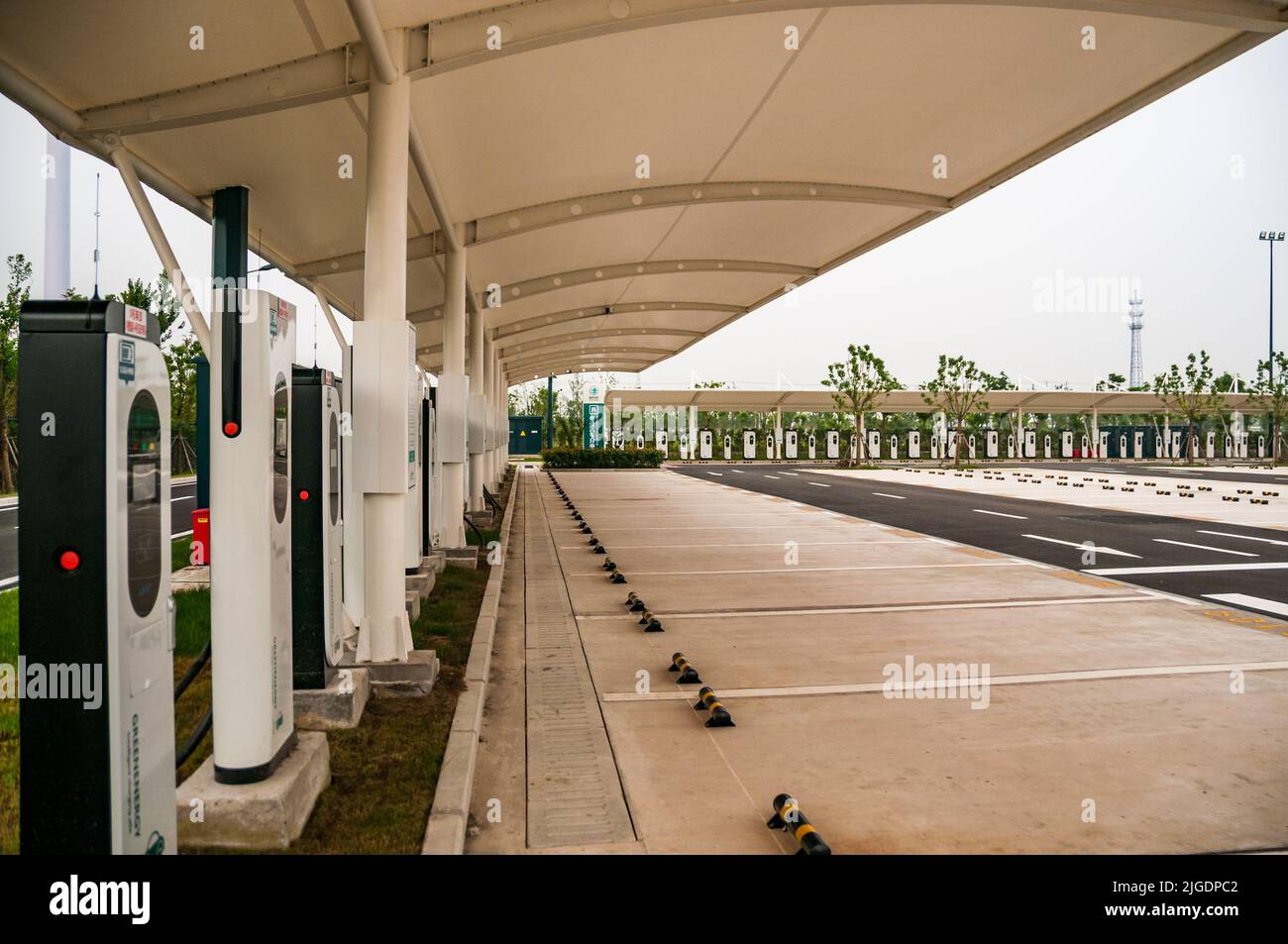 Parking spots at an EV charging station, number 4 car park Shanghai