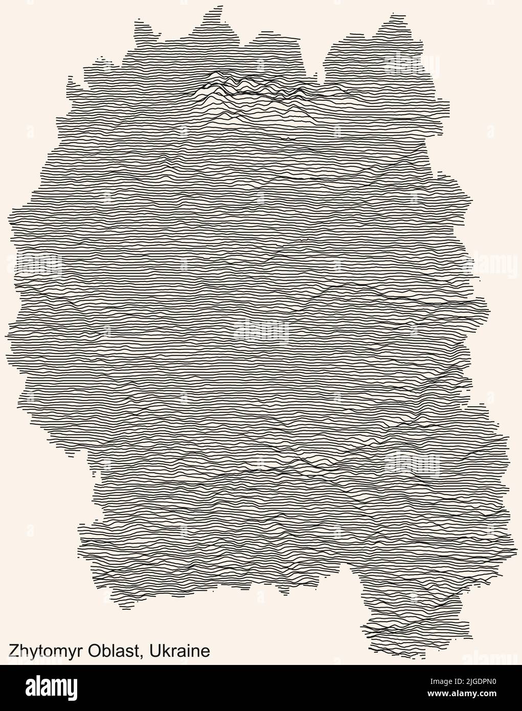 Topographic relief map of the ZHYTOMYR OBLAST, UKRAINE Stock Vector