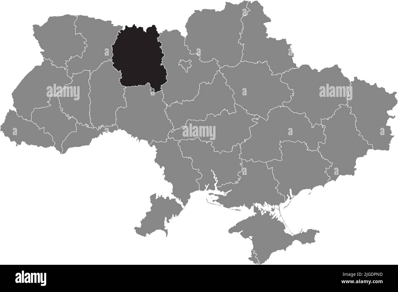 Locator map of ZHYTOMYR OBLAST, UKRAINE Stock Vector