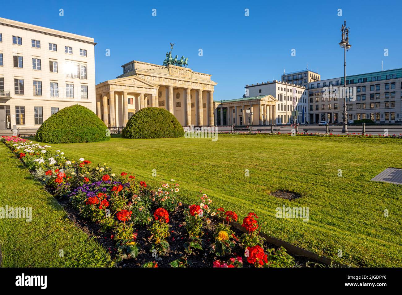 The Pariser Platz with the famous Brandeburg Gate in Berlin Stock Photo