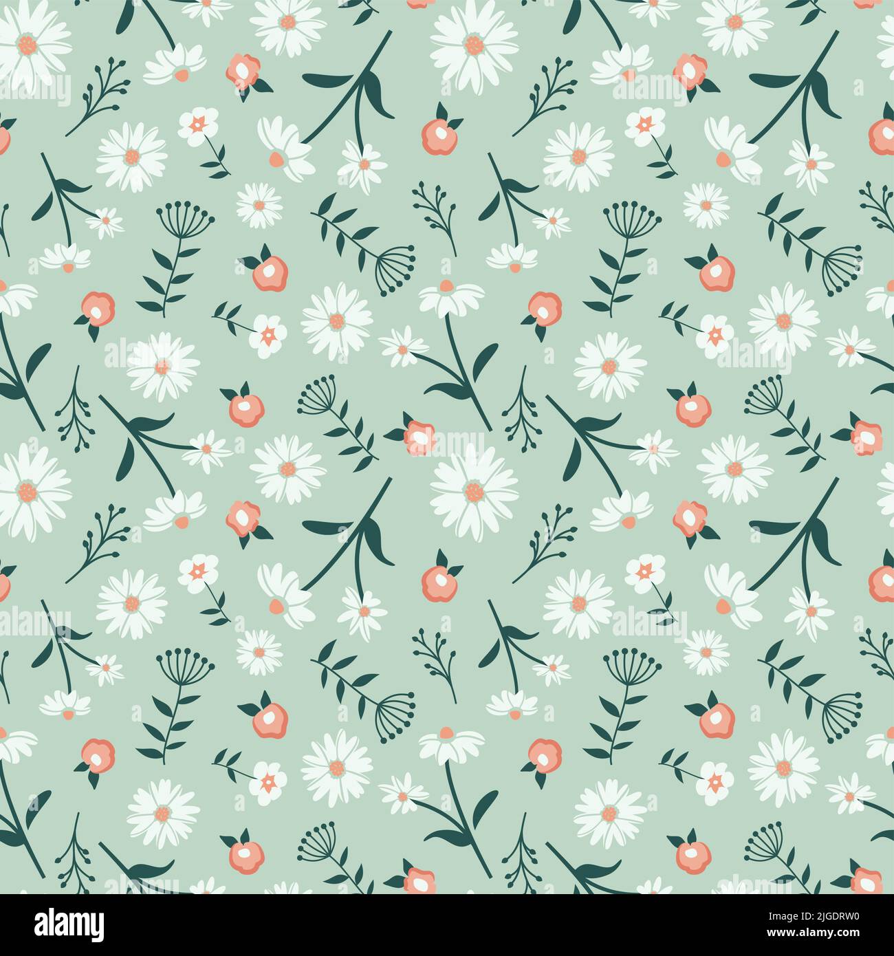 Floral seamless pattern design. Pink and white flowers vintage design ...