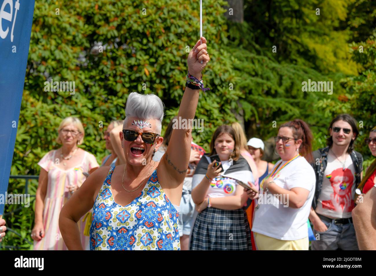 Bournemouth, UK. Saturday 9 July 2022. Thousands take part in a colourful LGBT Pride parade in central Bournemouth Credit: Thomas Faull/Alamy Live News Stock Photo
