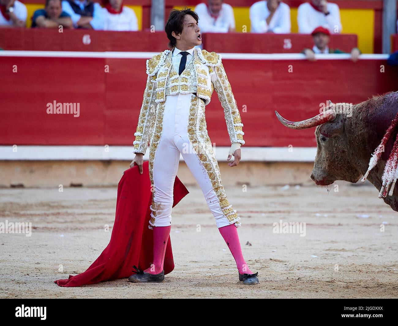 Peruvian bullfighting Andres Roca Rey challenges a Nunez del Cuvillo ...
