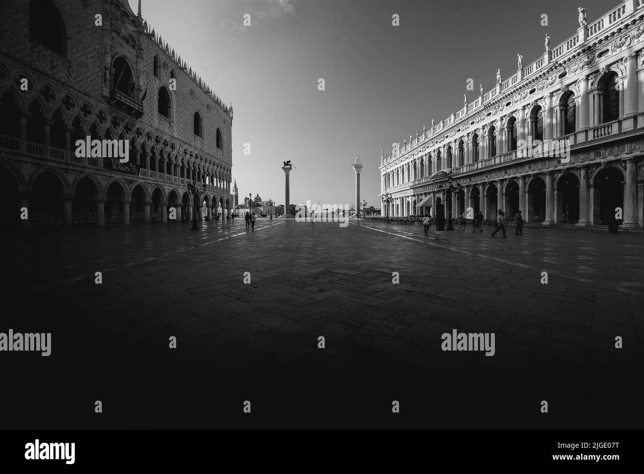 Early in the morning on St. Mark's Square in Venice Stock Photo