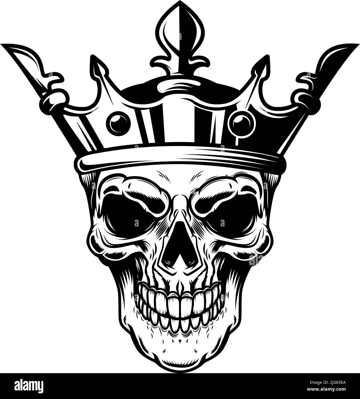 Skull King Vector Art with Golden Crown Stock Vector - Illustration of  stares, shouting: 230540627