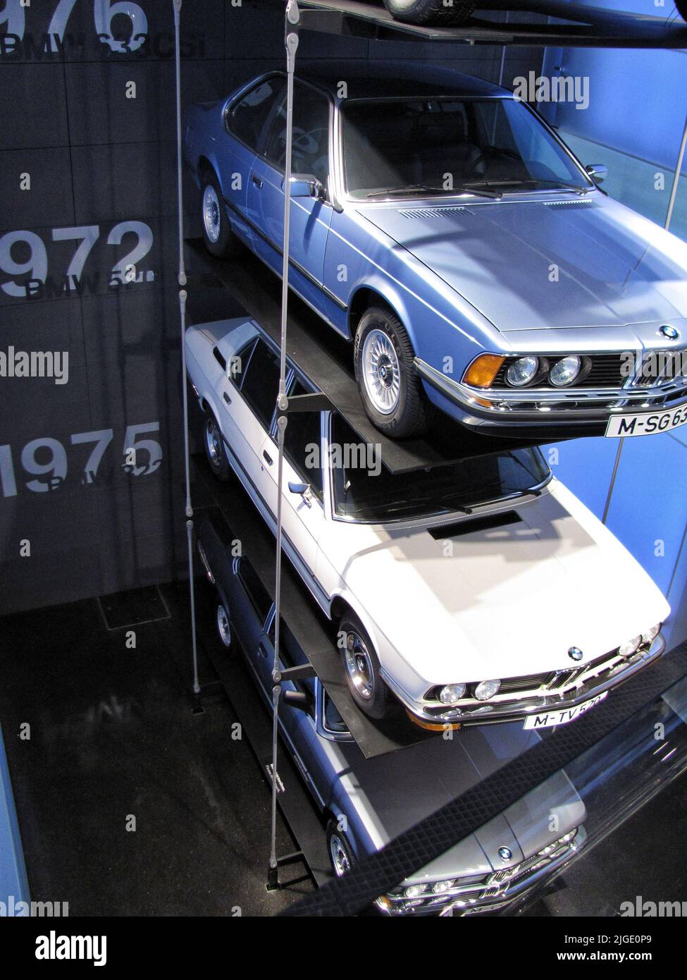26.07.2013, Germany, Munich, BMW Museum: BMW 745 and 633 in the body of E23 and E24 in the exhibition hall of the BMW Museum. High quality photo Stock Photo