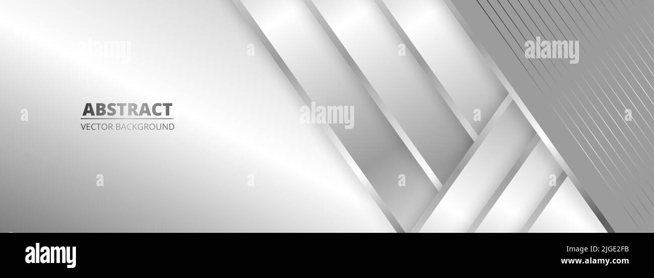 Wide luxury abstract background with silver gradient lines and shadows ...