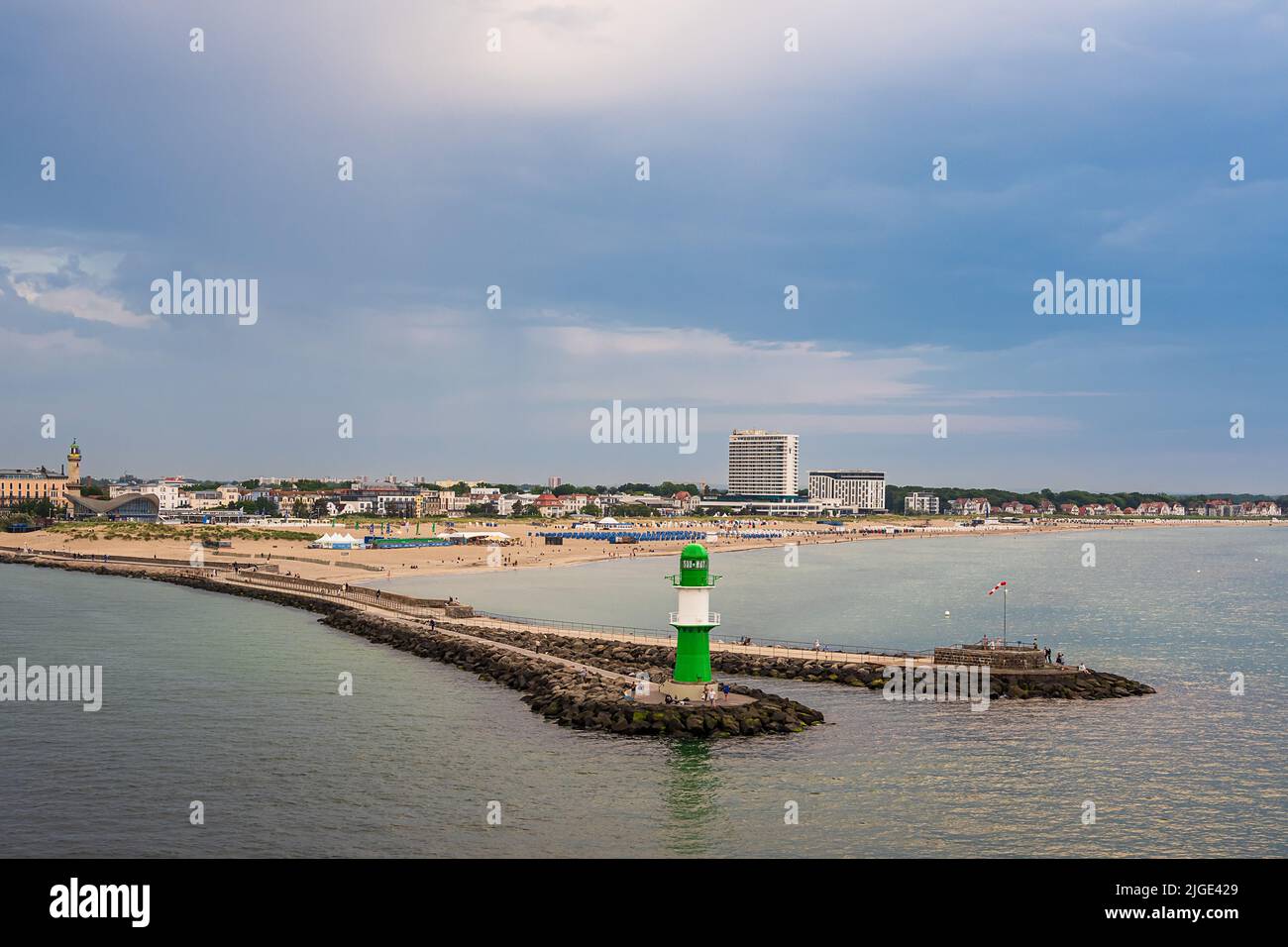 Mole on shore of the Baltic Sea in Warnemuende, Germany. Stock Photo