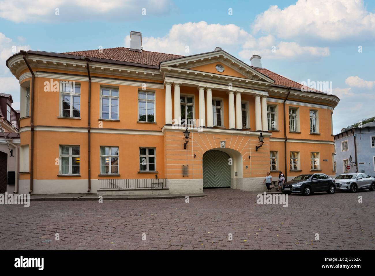 Tallinn, Estonia. July 2022.  Exterior view of a neoclassical building in the historic city center. Stock Photo