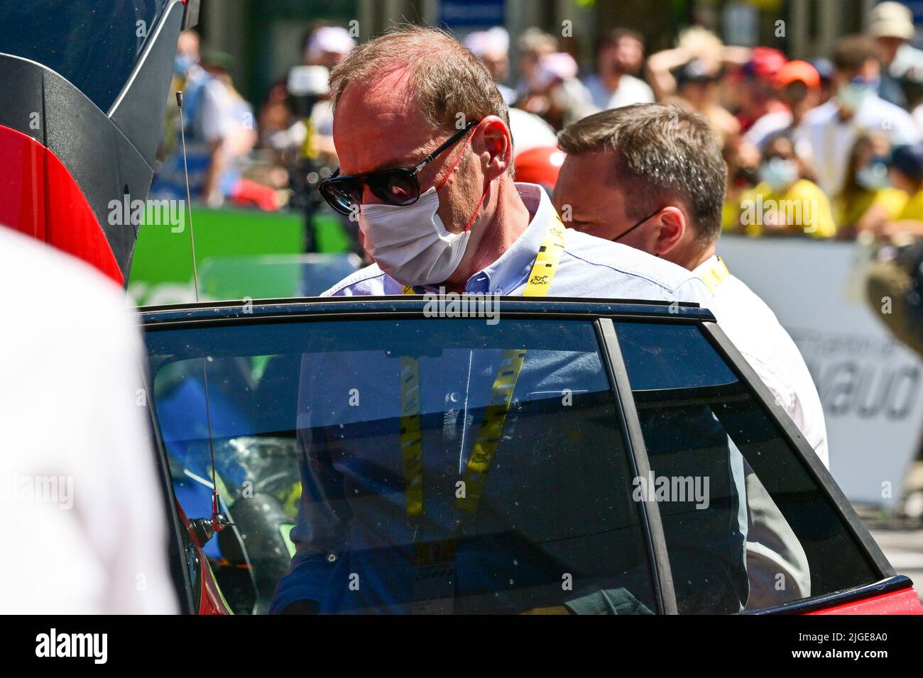 Christian Prudhomme, cycling director of ASO (Amaury Sport Organisation) stage nine of the Tour de France cycling race, a 183km race from Aigle to Chatel les Portes du Soleil, France, on Sunday 10 July 2022. This year's Tour de France takes place from 01 to 24 July 2022. BELGA PHOTO DAVID STOCKMAN - UK OUT Stock Photo