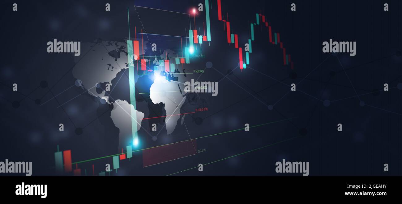 finance stock currency fibonacci correction trading banner Stock Photo
