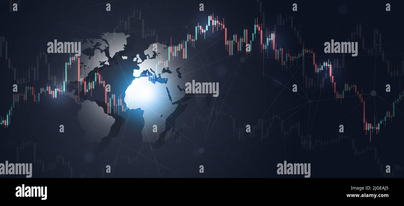 price moving and volume profile trading banner. finance market chart Stock Photo