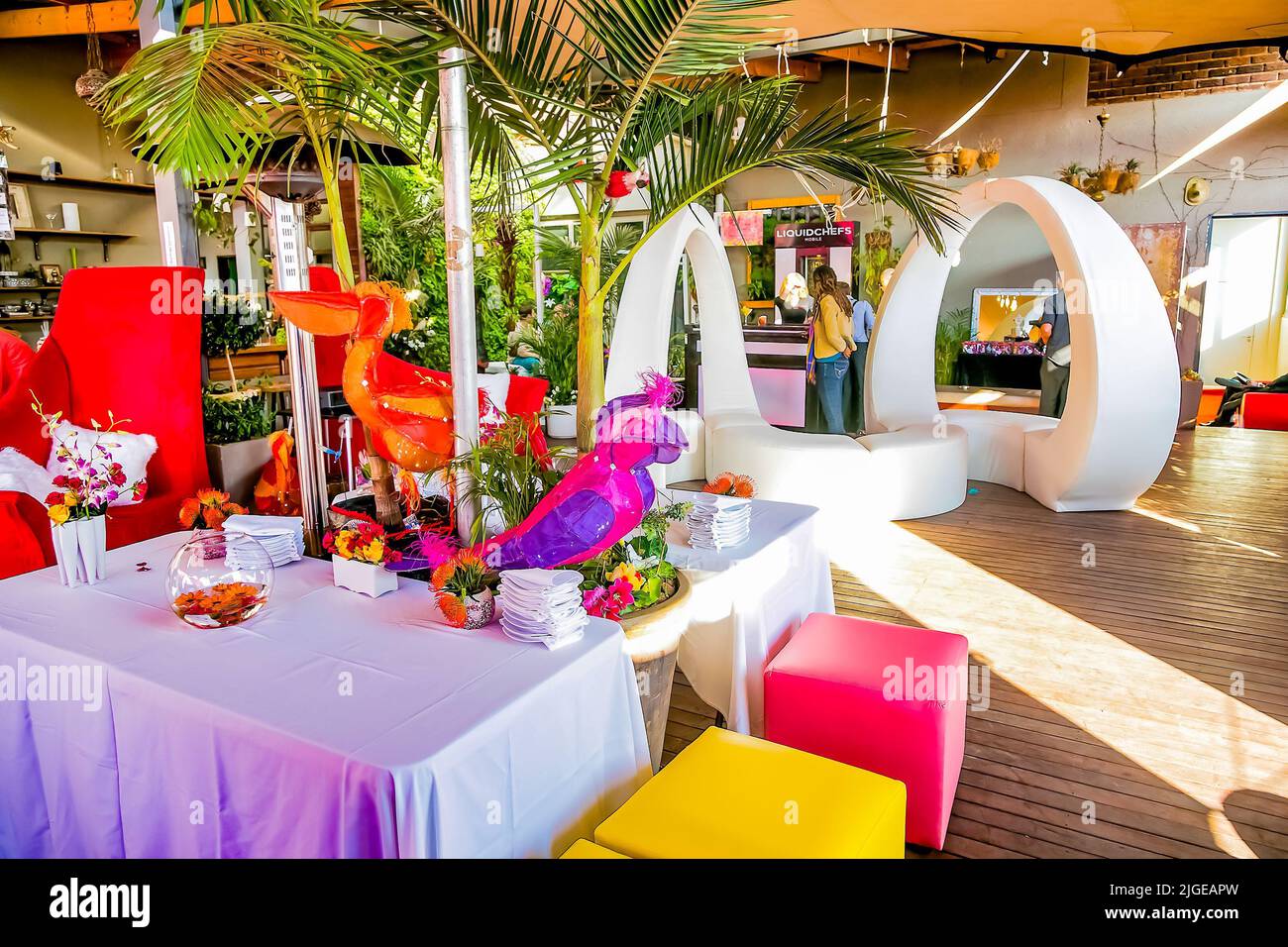 A stylish rooftop beer garden and bar Stock Photo Alamy