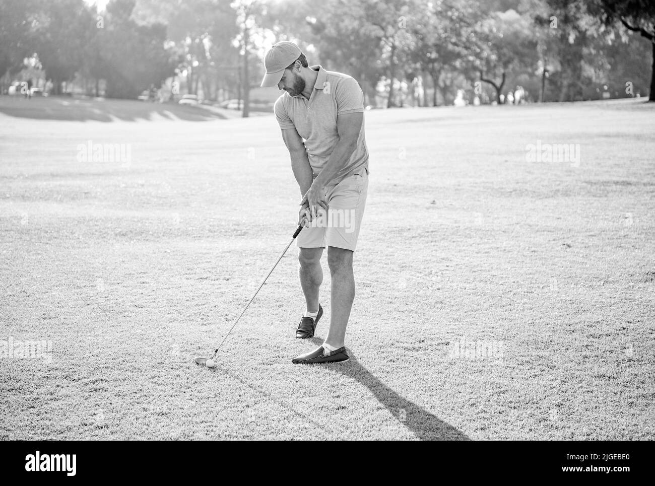 professional sport outdoor. male golf player on professional golf