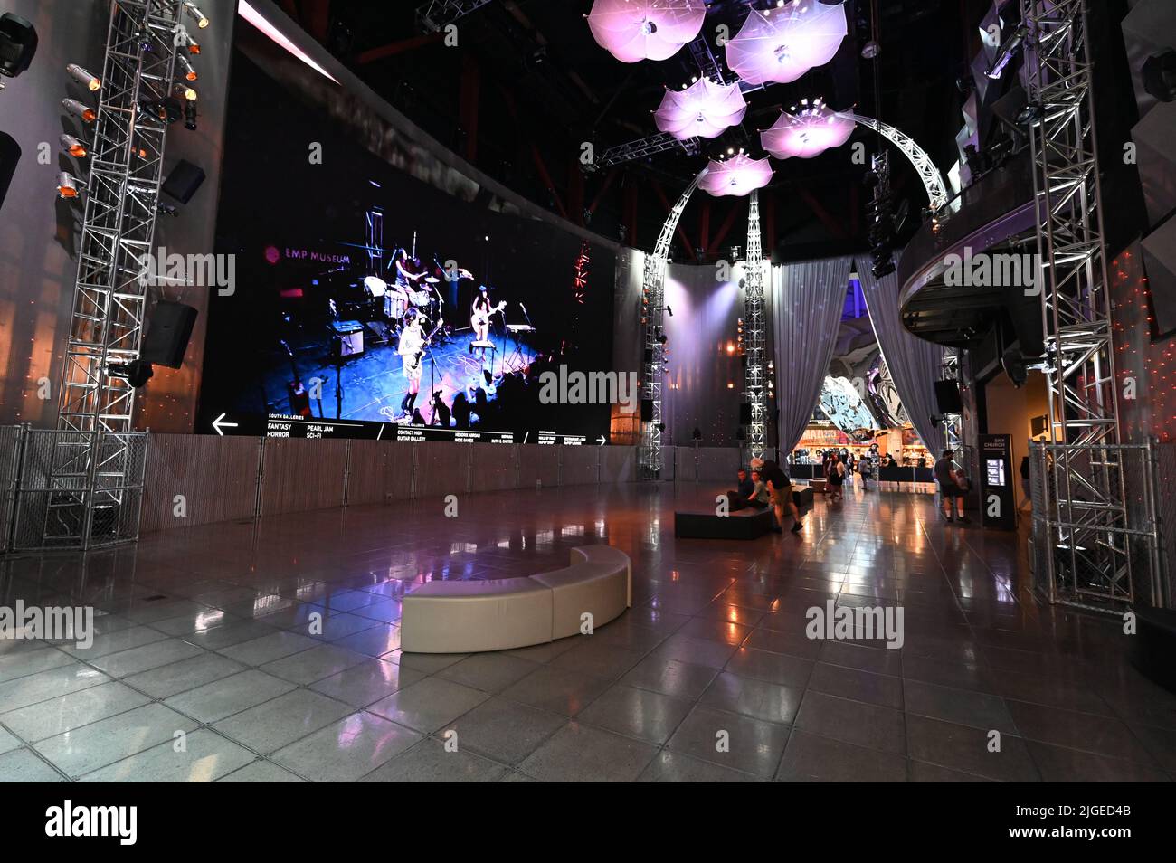 A huge screen projection of rock music Stock Photo Alamy