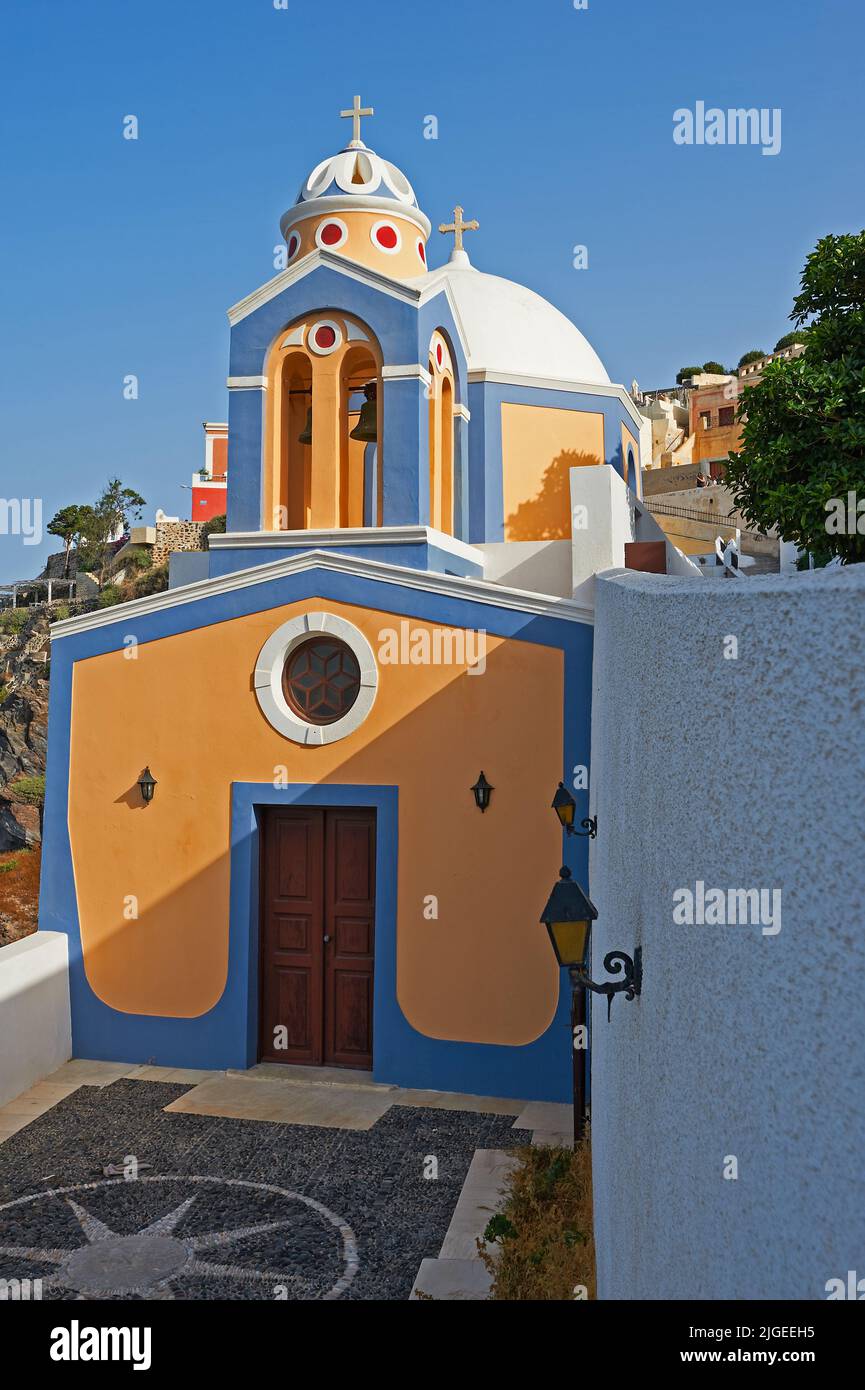 Catholic church of Saint Stylianos in Thira, Santorini, Greece Stock Photo