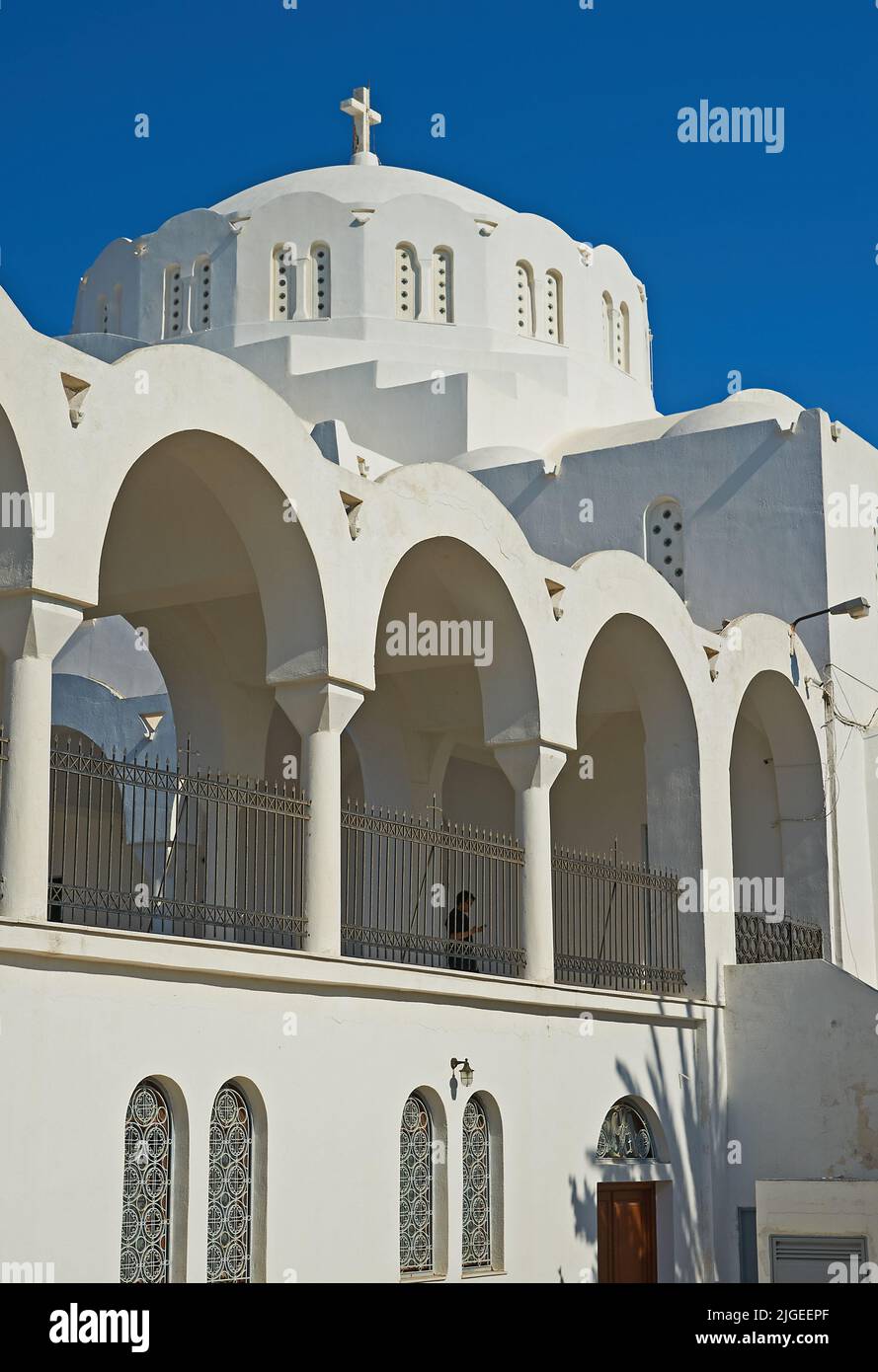 Candlemas Holy Orthodox Cathedral in Thira on the island of Santorini, Greece Stock Photo