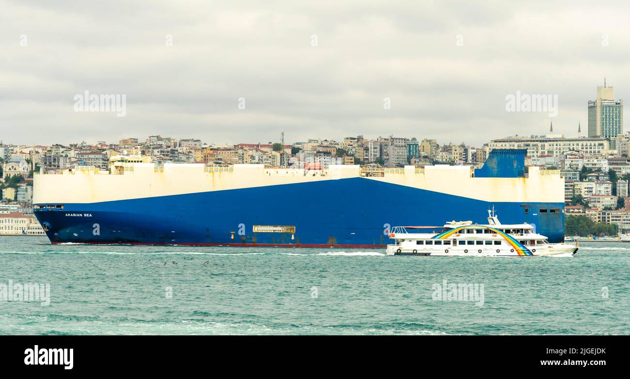 The vessel M.V. ARABIAN SEA (IMO: 9448097, MMSI 419083900) - a Passenger, General Cargo Ship built in 2009 in Marmara Sea, Turkey Stock Photo
