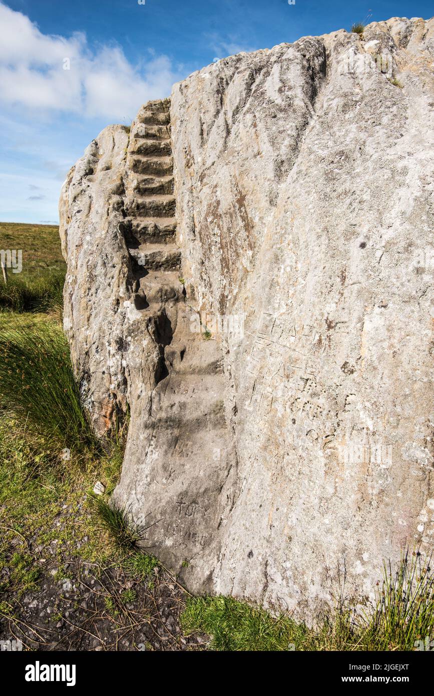 The Great Stone of Fourstones,The 'Big Stone' as it is known locally, an 18' (approx) glacial erratic  at Tatham Fells near Lowgill, Bentham. Stock Photo