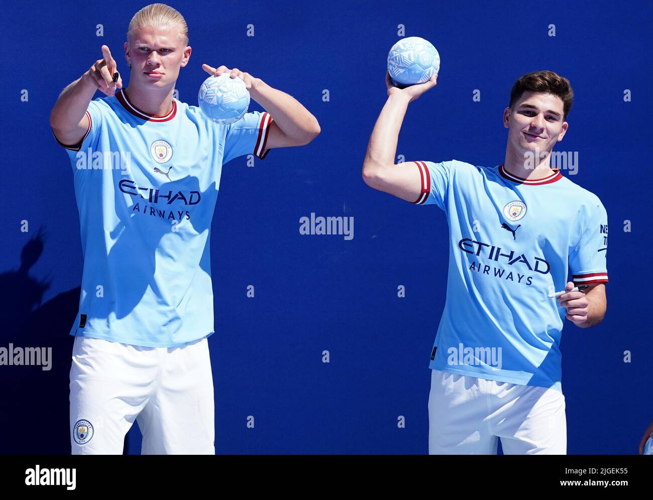 New Manchester City signings, Erling Haaland (left) and Julian Alvarez