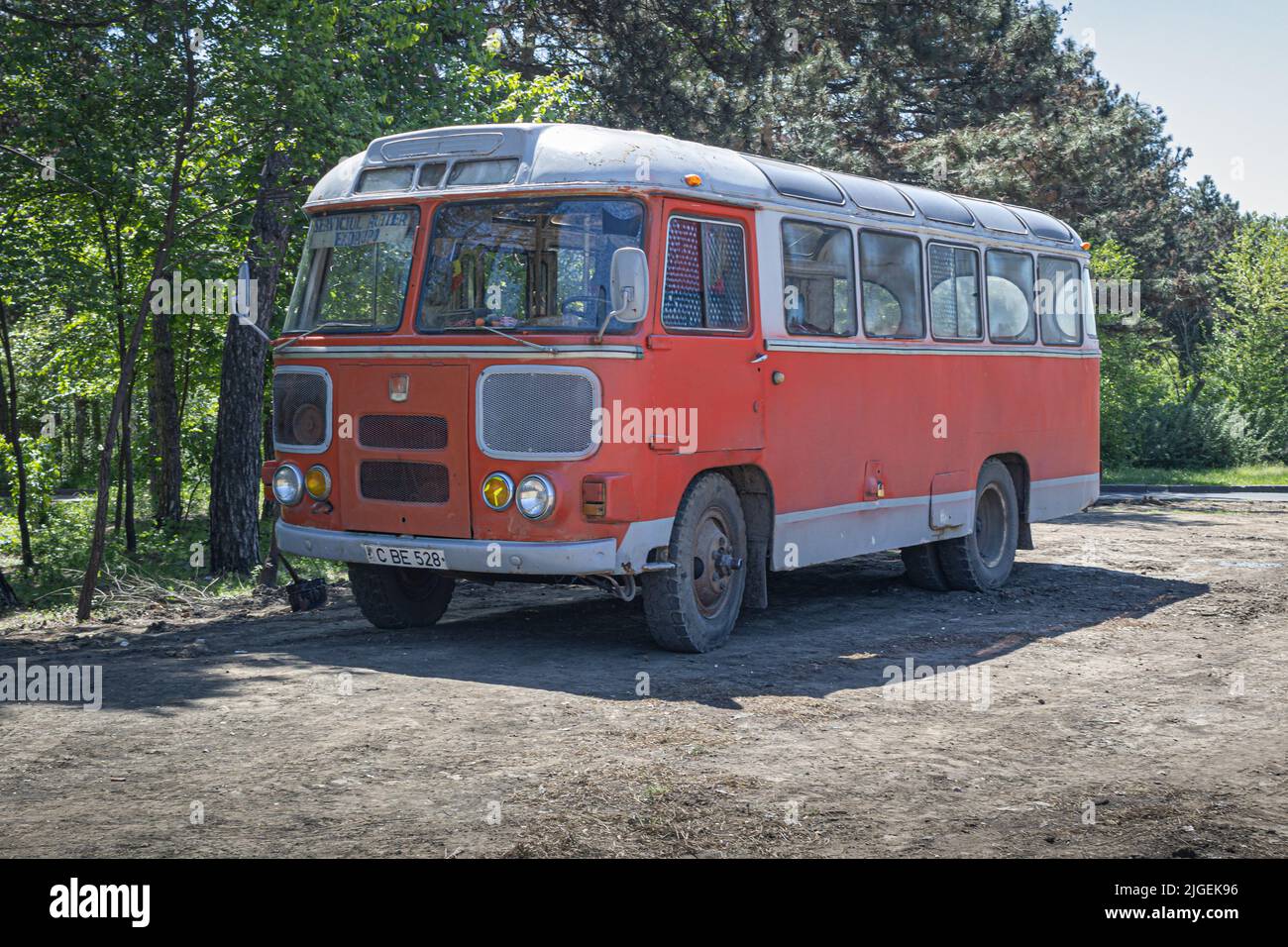 CHISINAU, MOLDOVA-MAY 6, 2022: PAZ-672 (Russian: ПАЗ-672) soviet vintage bus Stock Photo