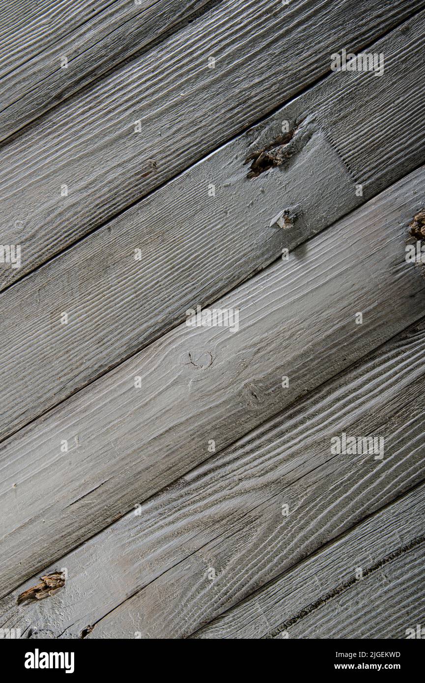 Detail of old white washed boards Stock Photo